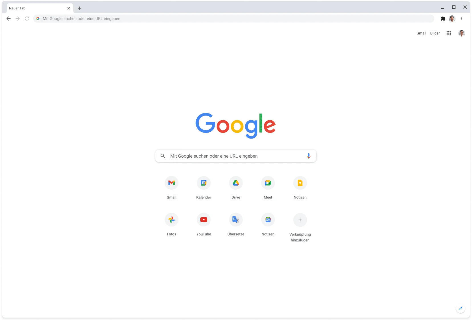 Chrome-Browserfenster mit Google.com.