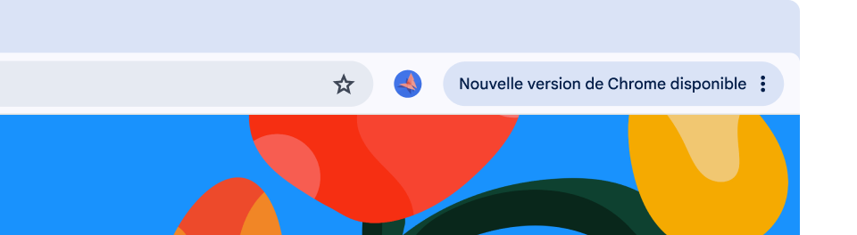 Interface de navigateur montrant un bouton vert Mise à jour, indiquant que le navigateur est prêt à redémarrer pour appliquer une mise à jour automatique.